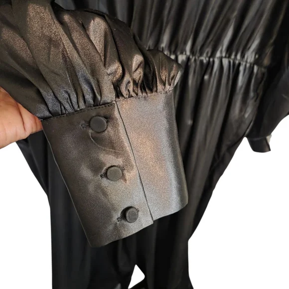 ELOQUII Black Satin Long Sleeve Jumpsuit Plus Size 14 - Picture 6 of 8